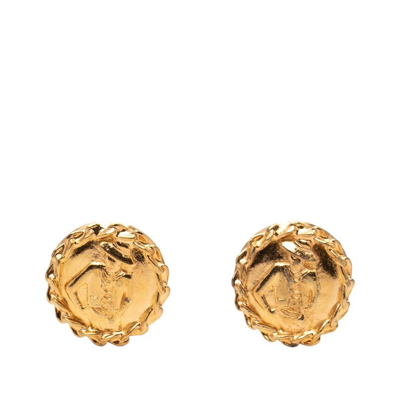Chanel Vintage Matmoiselle Earrings Gold Plated 1