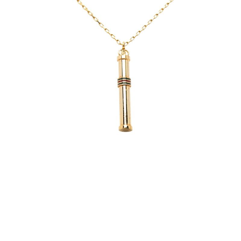 Gucci Sherry Line Perfume Bottle Venetian Chain Pendant Necklace Gold Multicolor