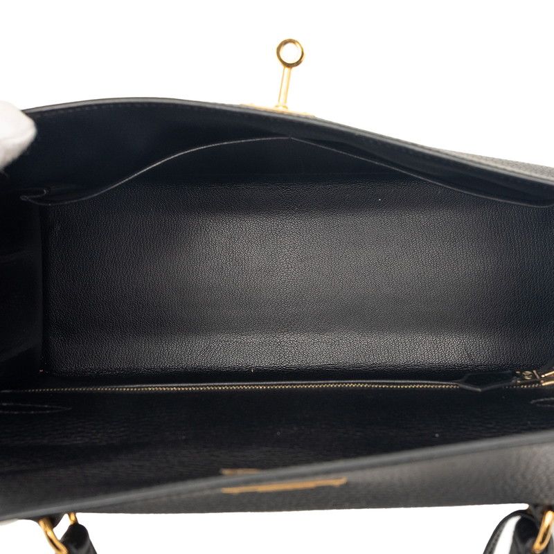 Hermes Kelly 32 2-Way Shoulder Bag Sellier Black Gold Ardennes — view 4