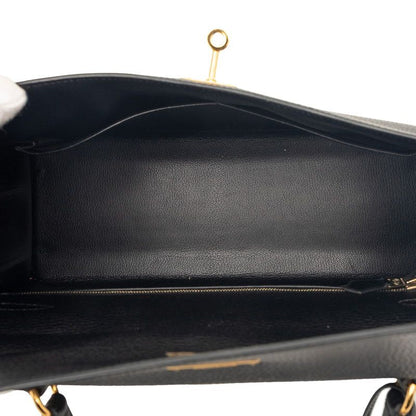 Hermes Kelly 32 2-Way Shoulder Bag Sellier Black Gold Ardennes — view 4