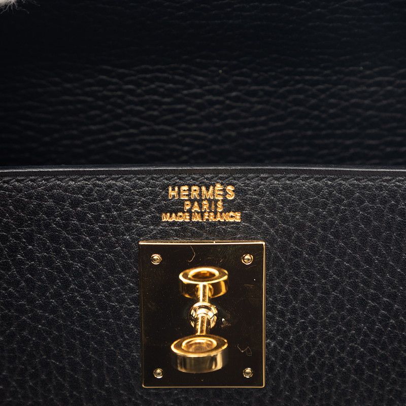 Hermes Kelly 32 2-Way Shoulder Bag Sellier Black Gold Ardennes — view 5