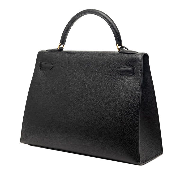 Hermes Kelly 32 2-Way Shoulder Bag Sellier Black Gold Ardennes — view 2