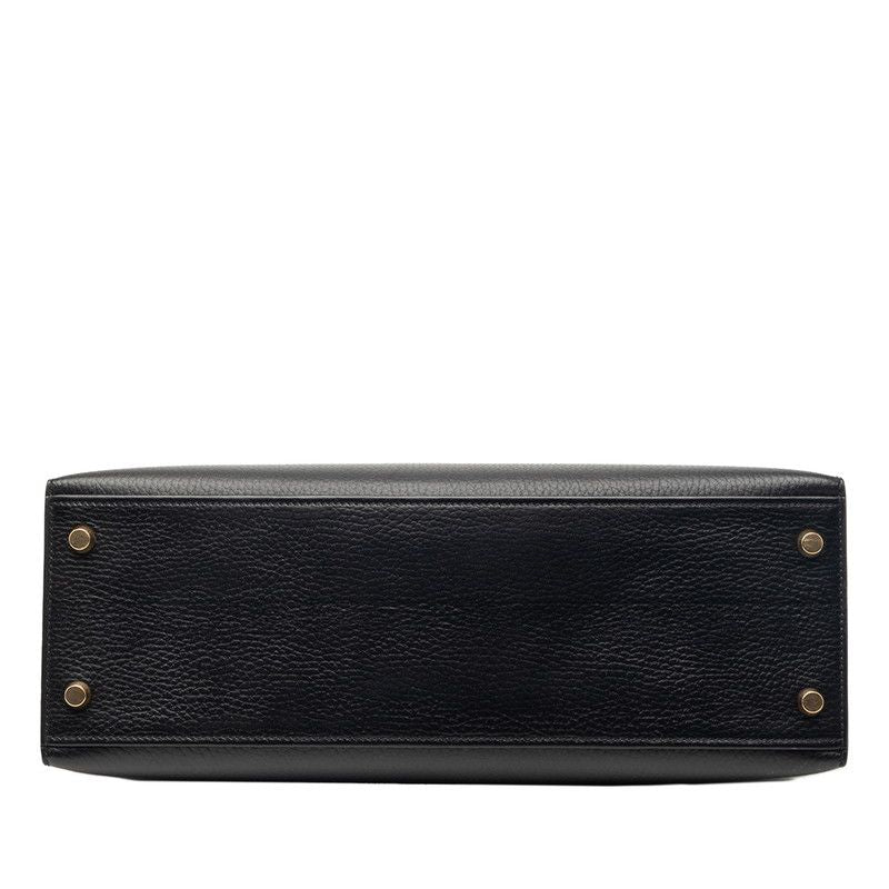 Hermes Kelly 32 2-Way Shoulder Bag Sellier Black Gold Ardennes — view 3