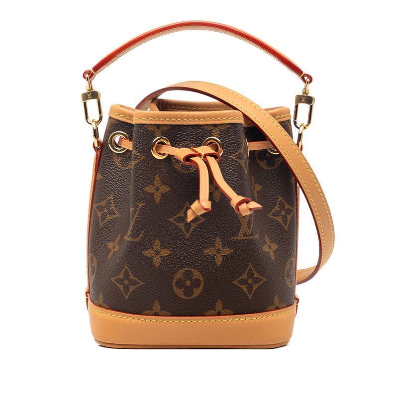 Louis Vuitton Monogram Nano Noe 2-Way Shoulder Bag Drawstring Brown Leather