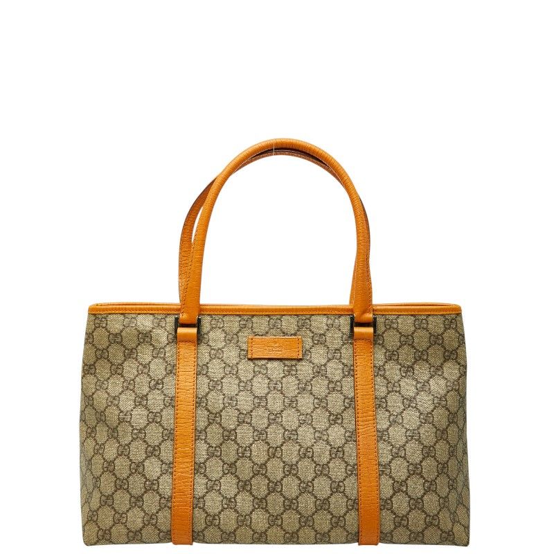 Gucci GG Supreme Tote Beige Orange Leather 1