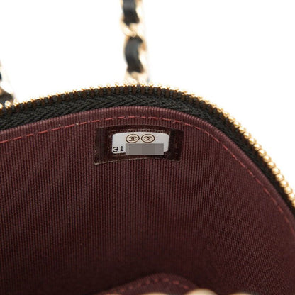 Chanel CC Logo Quilted Mini Vanity Chain Shoulder Bag Black Lambskin — view 6