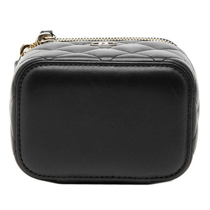Chanel CC Logo Quilted Mini Vanity Chain Shoulder Bag Black Lambskin — view 3