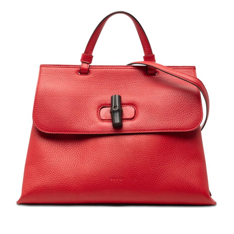 Gucci Bamboo Daily 2-Way Shoulder Bag Red Leather