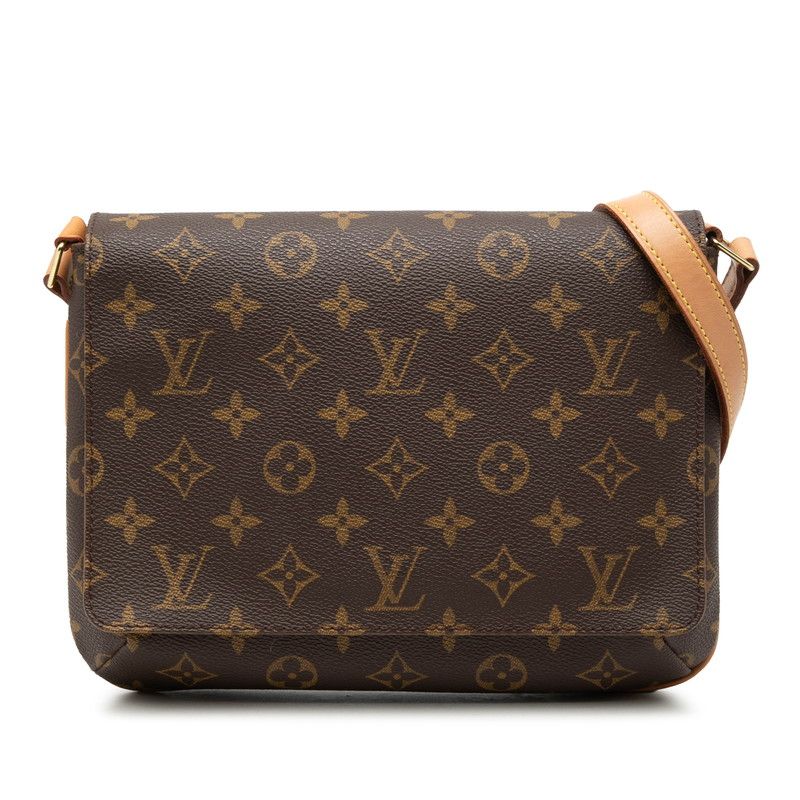 Louis Vuitton Monogram Musette Tango Short Shoulder Bag Brown Leather