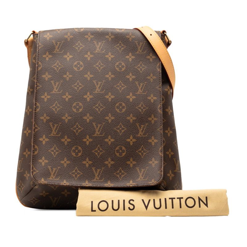 Louis Vuitton Monogram Musette Crossbody Shoulder Bag Brown Leather — view 8