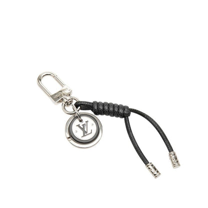 Louis Vuitton Damier Graphite Bag Charm Key Holder Leather Rope Black Silver