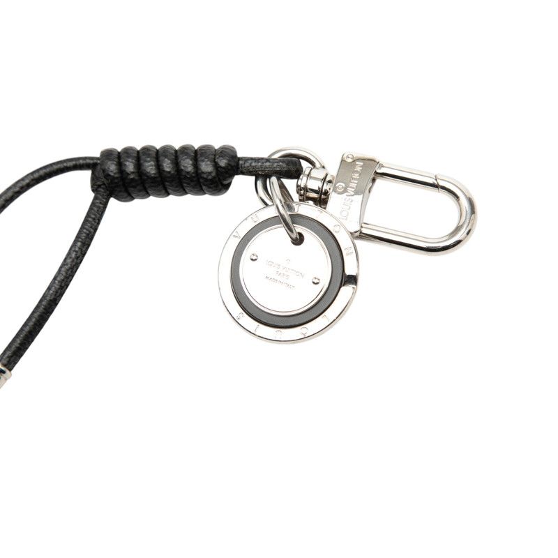 Louis Vuitton Damier Graphite Bag Charm Key Holder Leather Rope Black Silver — view 3