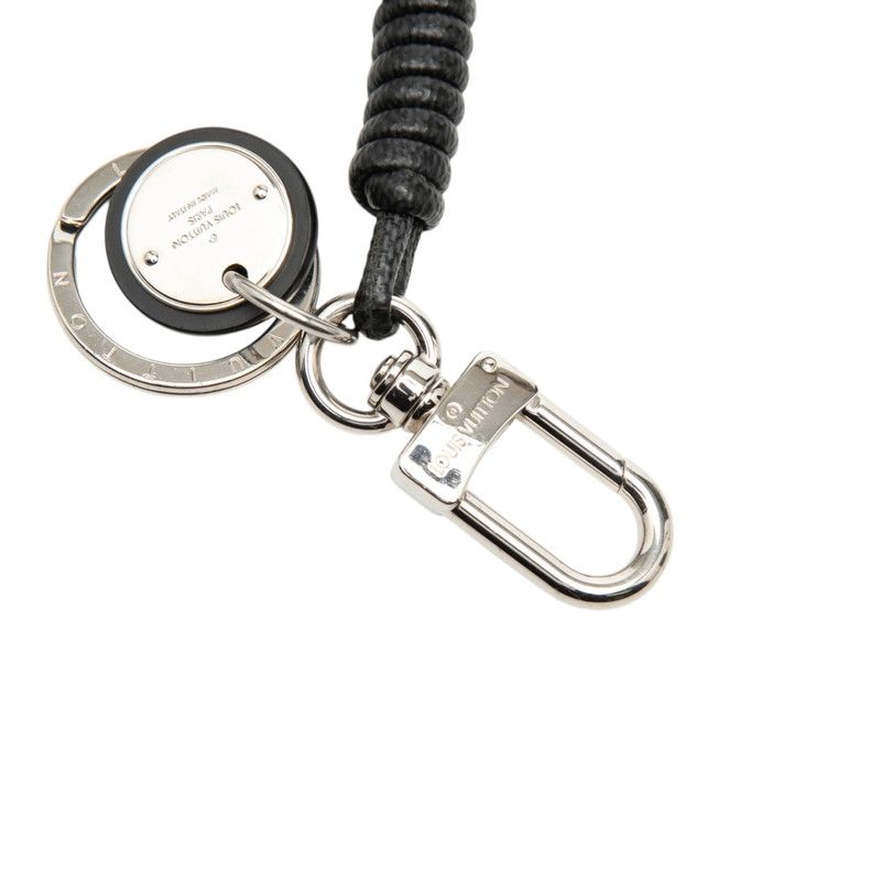 Louis Vuitton Damier Graphite Bag Charm Key Holder Leather Rope Black Silver — view 4
