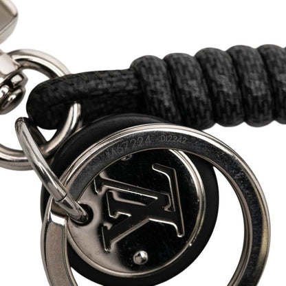 Louis Vuitton Damier Graphite Bag Charm Key Holder Leather Rope Black Silver — view 5