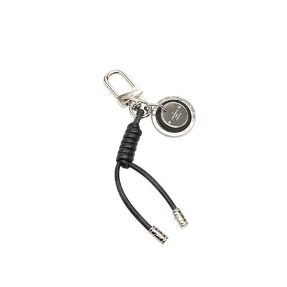 Louis Vuitton Damier Graphite Bag Charm Key Holder Leather Rope Black Silver — view 2