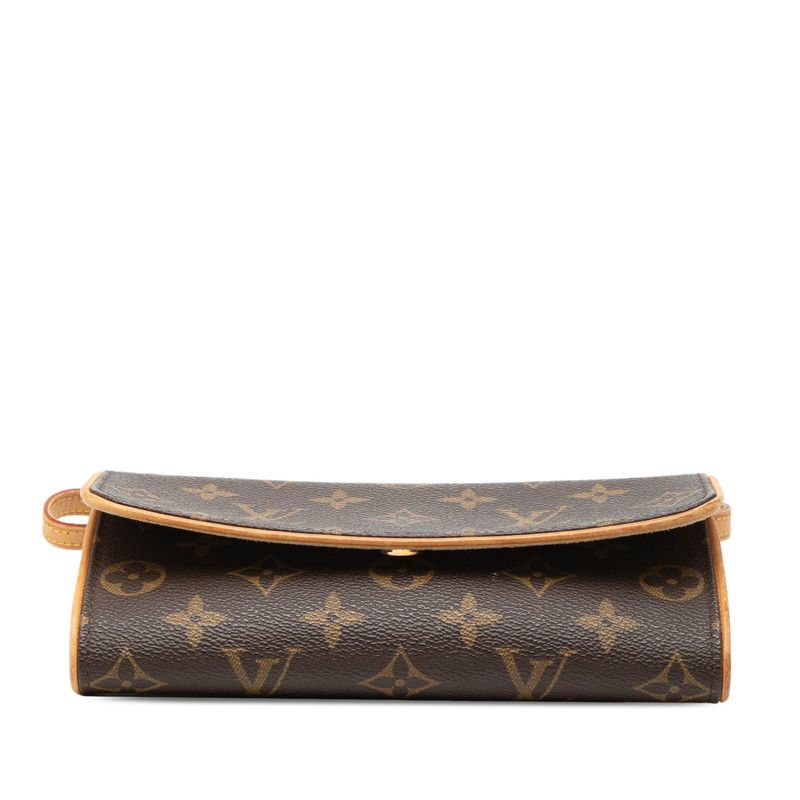Louis Vuitton Monogram Pochette Twin PM Shoulder Bag Brown Leather — view 3