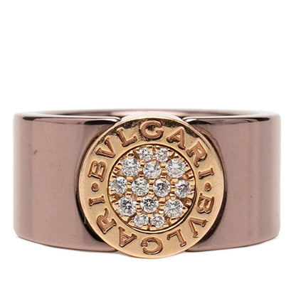 Bvlgari Pave Ring 51 18k Pink Gold Metal Diamond