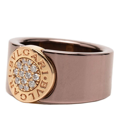 Bvlgari Pave Ring 51 18k Pink Gold Metal Diamond — view 2