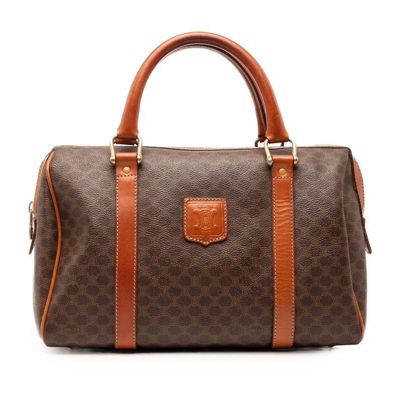 Celine Macadam Mini Boston Bag Brown Leather