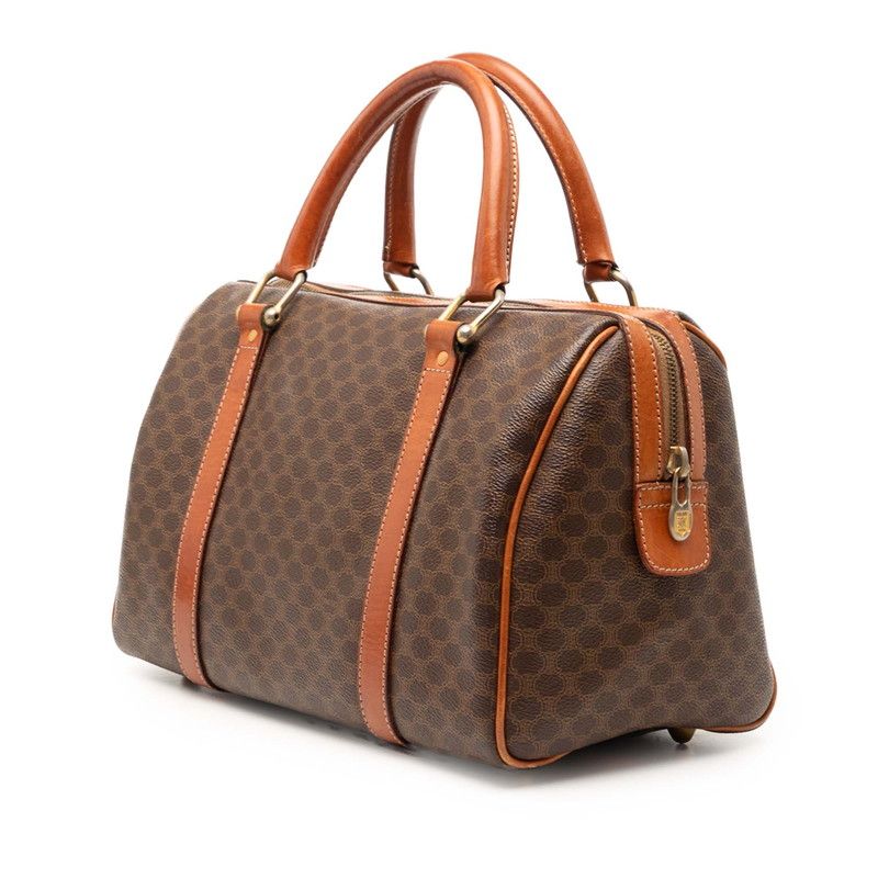 Celine Macadam Mini Boston Bag Brown Leather — view 2