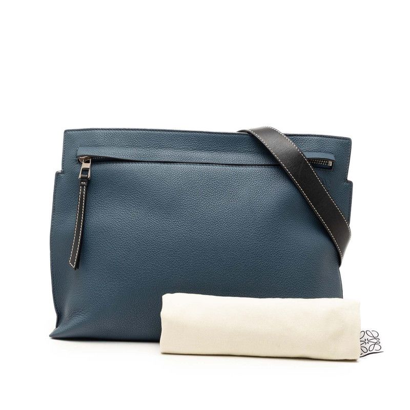 Loewe Anagram T Messenger Bag Crossbody Bicolor Navy Leather — view 7