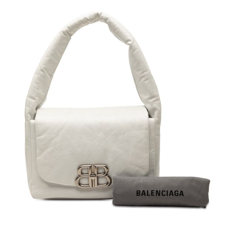 Balenciaga Monaco BB Logo Shoulder Bag White Leather — view 7