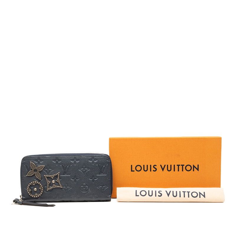 Louis Vuitton Monogram Empreinte Zippy Wallet Flower Studs Marine Metal — view 7