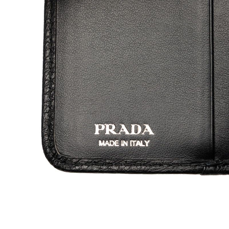 Prada Trifold Wallet Mini Black Vitello Daino Leather — view 6
