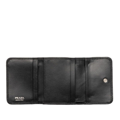 Prada Trifold Wallet Mini Black Vitello Daino Leather — view 4