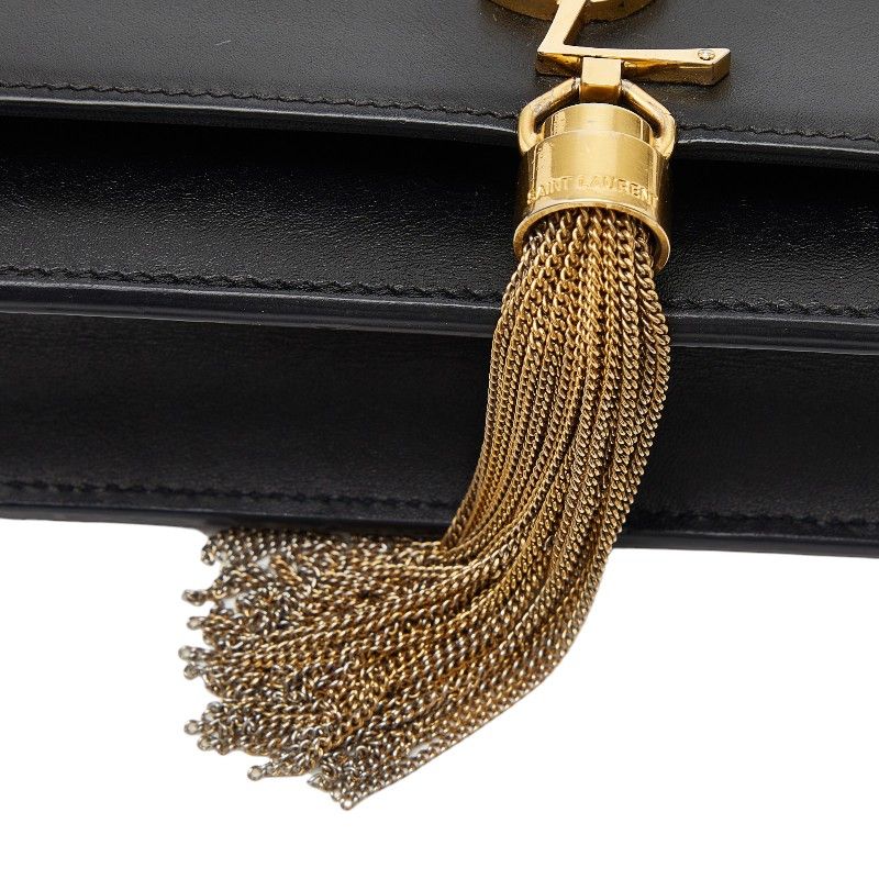 Saint Laurent YSL Logo Tassel Chain Wallet Shoulder Bag Black Leather 1 — view 4