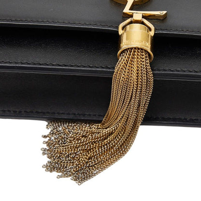 Saint Laurent YSL Logo Tassel Chain Wallet Shoulder Bag Black Leather 1 — view 4