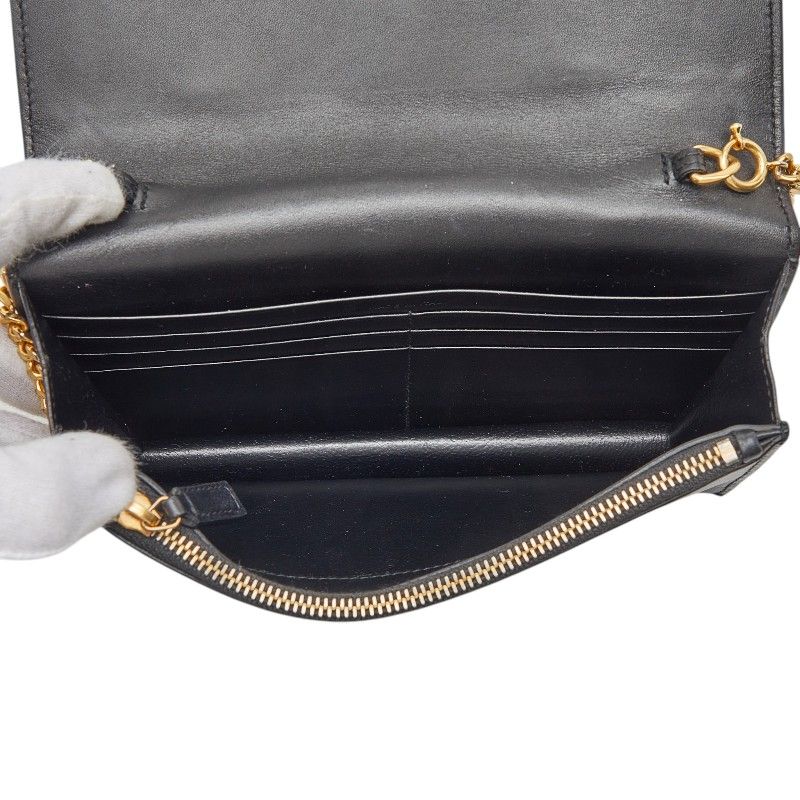 Saint Laurent YSL Logo Tassel Chain Wallet Shoulder Bag Black Leather 1 — view 9