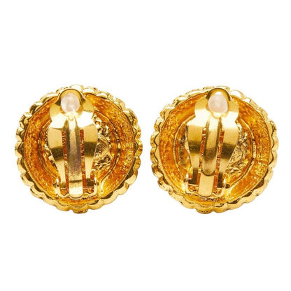 Chanel CC Logo Earrings Gold Plated Stone 1 — view 2