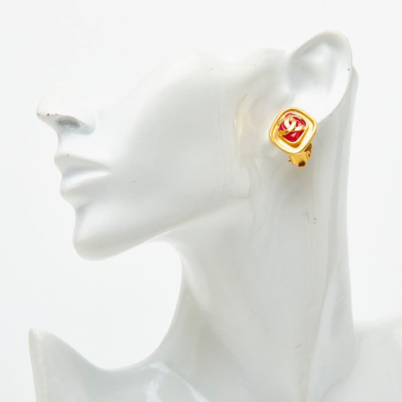Chanel CC Logo Diamond Vintage Earrings Gold Plated 1 — view 5