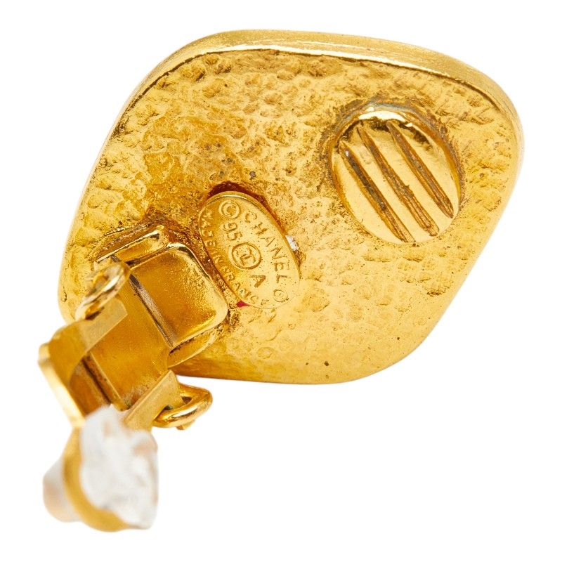 Chanel CC Logo Diamond Vintage Earrings Gold Plated 1 — view 3