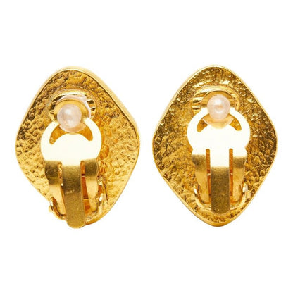 Chanel CC Logo Diamond Vintage Earrings Gold Plated 1 — view 2