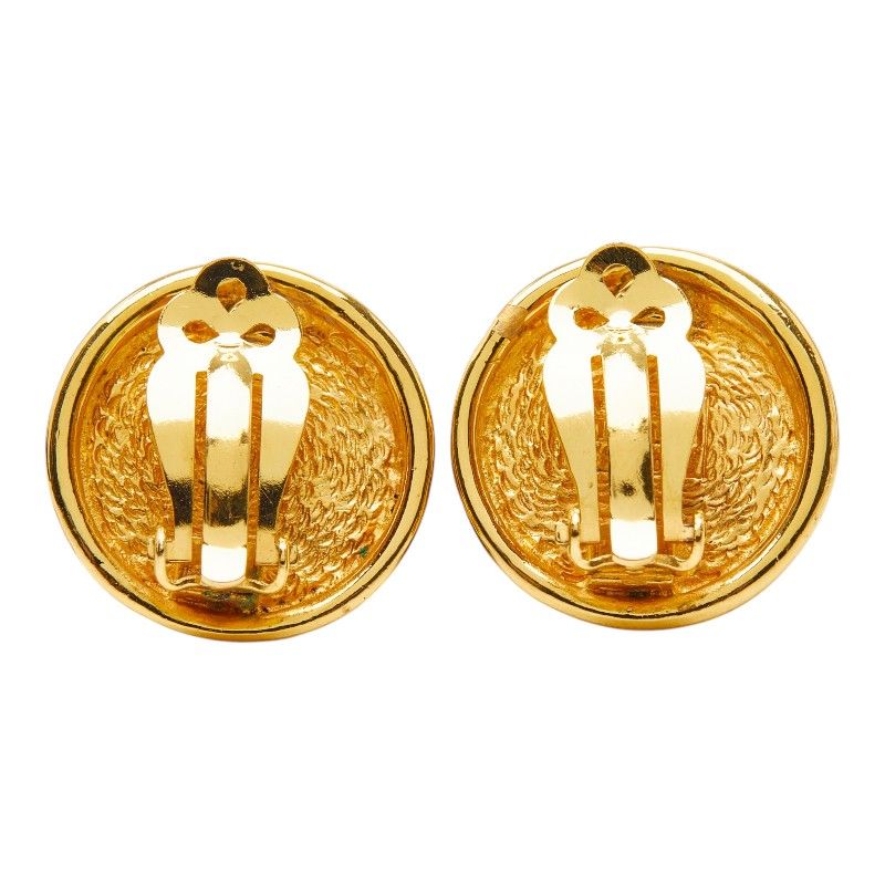 Chanel CC Logo Round Circle Earrings Gold Plated 1 — view 2