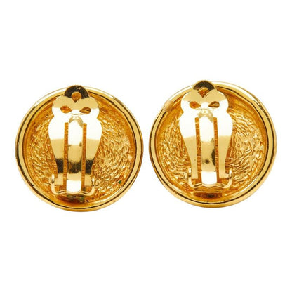 Chanel CC Logo Round Circle Earrings Gold Plated 1 — view 2