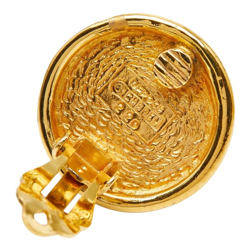 Chanel CC Logo Round Circle Earrings Gold Plated 1 — view 3