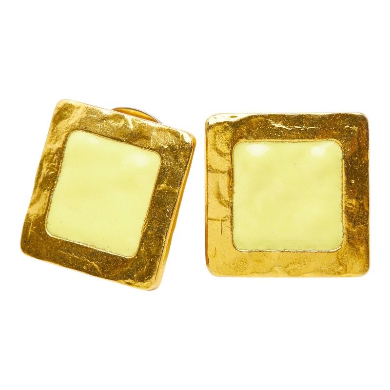 Celine Square Earrings Gold Plated Enamel 1