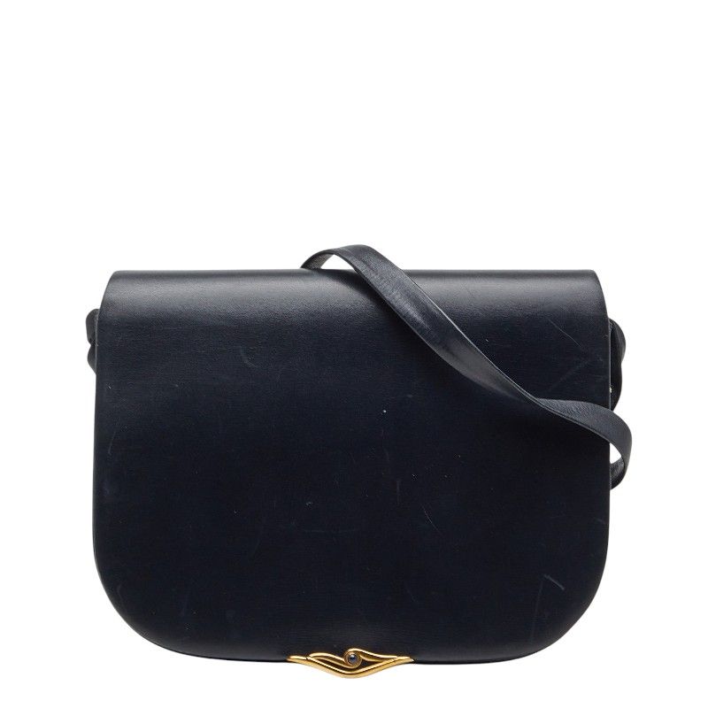Cartier Saffiano Line Shoulder Bag Black Leather