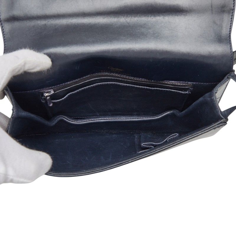 Cartier Saffiano Line Shoulder Bag Black Leather — view 8