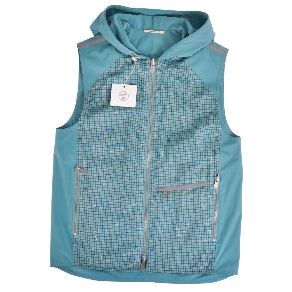 Hermes Vest Hooded Gilet Reversible All Over Pattern