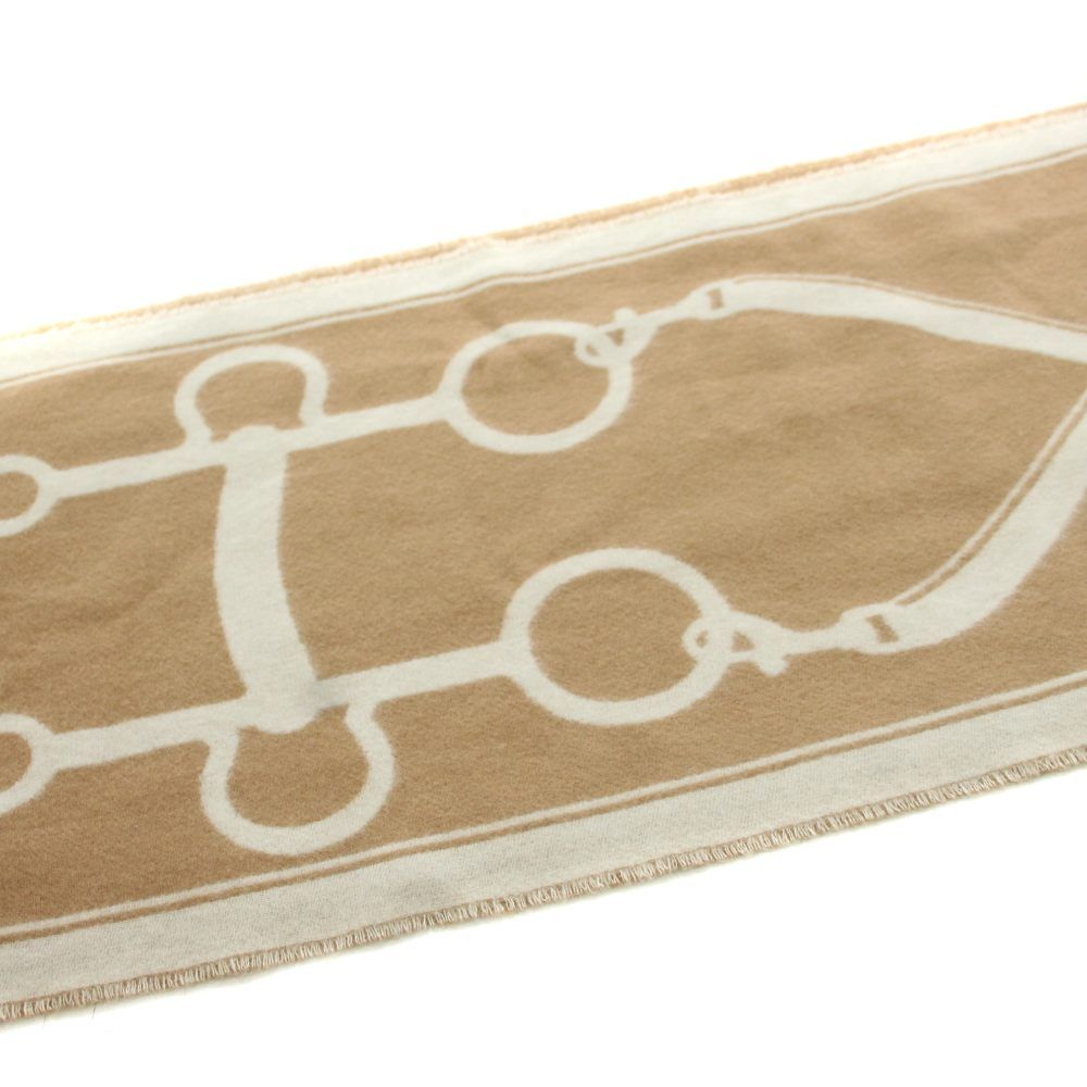 Hermes Molle Scarf Fringe Cashmere Beige OH — view 5