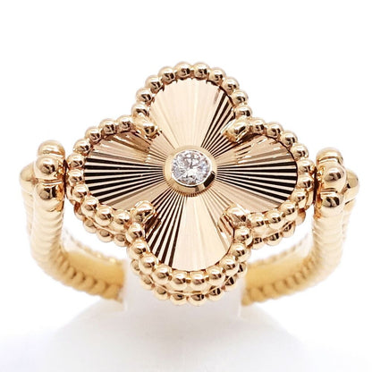 Van Cleef & Arpels 18k Pink Gold Vintage Alhambra Reversible Ring Guilloche — view 7