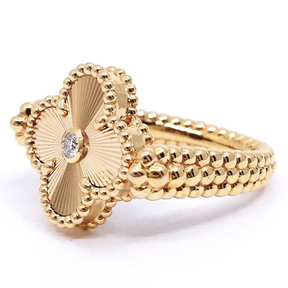 Van Cleef & Arpels 18k Pink Gold Vintage Alhambra Reversible Ring Guilloche — view 4