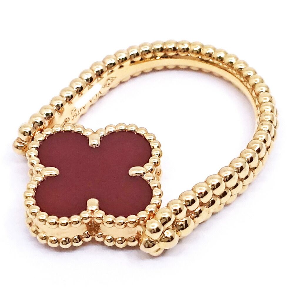 Van Cleef & Arpels 18k Pink Gold Vintage Alhambra Reversible Ring Guilloche — view 6