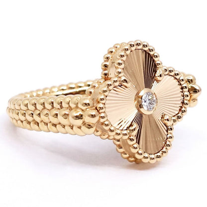 Van Cleef & Arpels 18k Pink Gold Vintage Alhambra Reversible Ring Guilloche — view 3