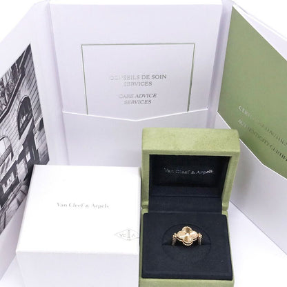 Van Cleef & Arpels 18k Pink Gold Vintage Alhambra Reversible Ring Guilloche