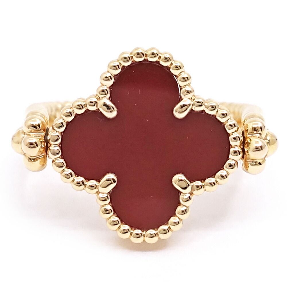 Van Cleef & Arpels 18k Pink Gold Vintage Alhambra Reversible Ring Guilloche — view 2